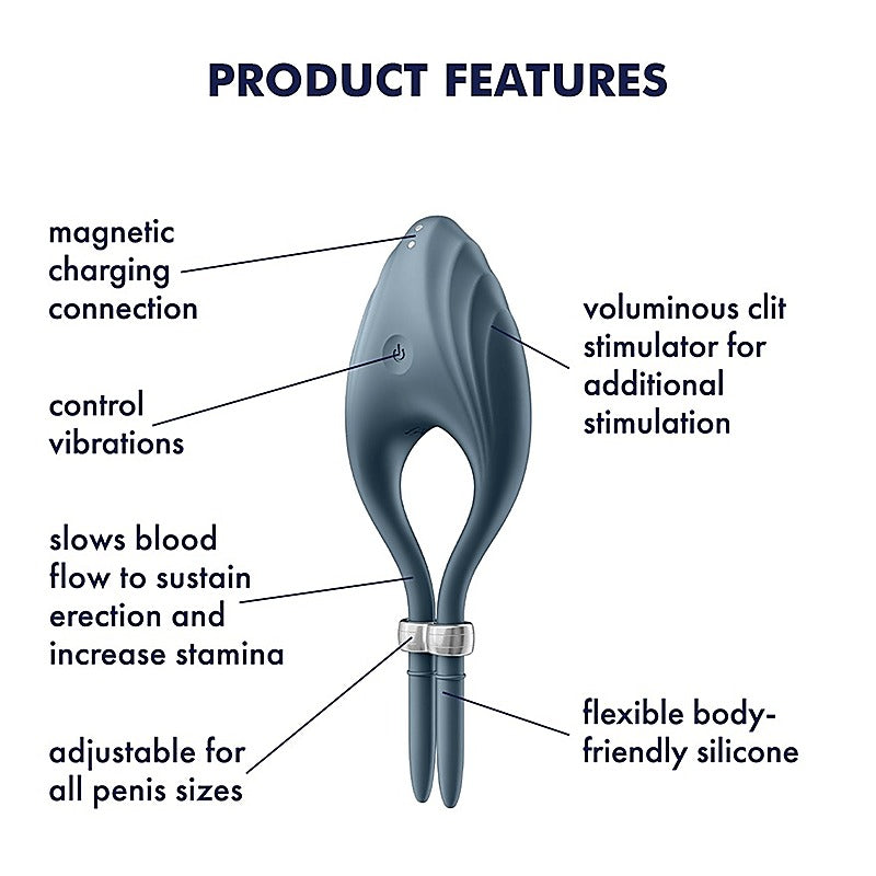 Duelist Silicone Vibrating Mens Cock Ring by Satisfyer - Ball and Cock Toys