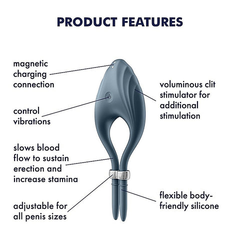 Duelist Silicone Vibrating Mens Cock Ring by Satisfyer - Ball and Cock Toys