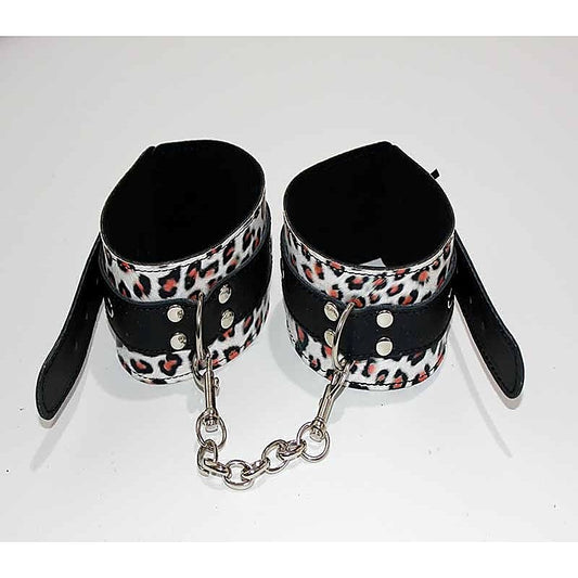 Leopard Print Leather Ankle Restraints by Hell's Couture - Cuffs and Restraints