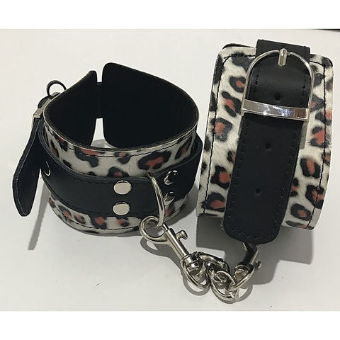 Wild Leopard Print Wrist Cuffs by Hell's Couture - Cuffs and Restraints