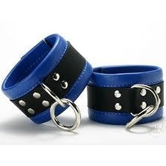 Leather Wrist Restraints in Blue by Hell's Couture - Cuffs and Restraints