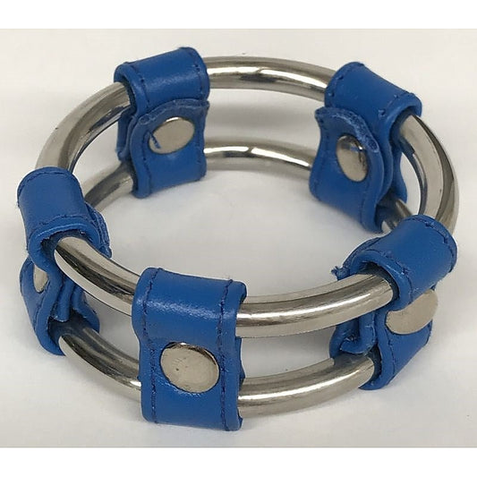Plain Tube Steel Double Cock Ring Blue by Hell's Couture - Cock Rings