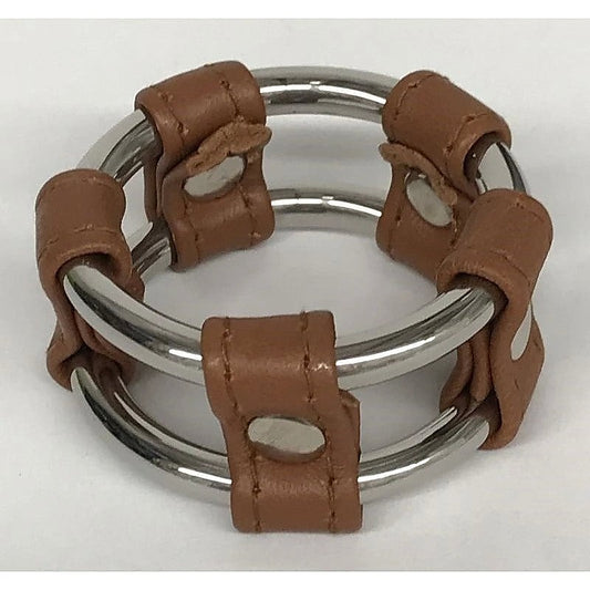 Plain Tube Steel Double Cock Ring Brown - Cock Rings