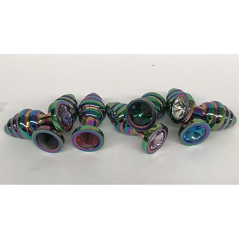 Gem-Accented Ribbed Steel Anal Delight by Hell's Couture - Steel Sex Toys