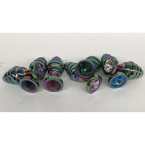 Gem-Accented Ribbed Steel Anal Delight by Hell's Couture - Steel Sex Toys