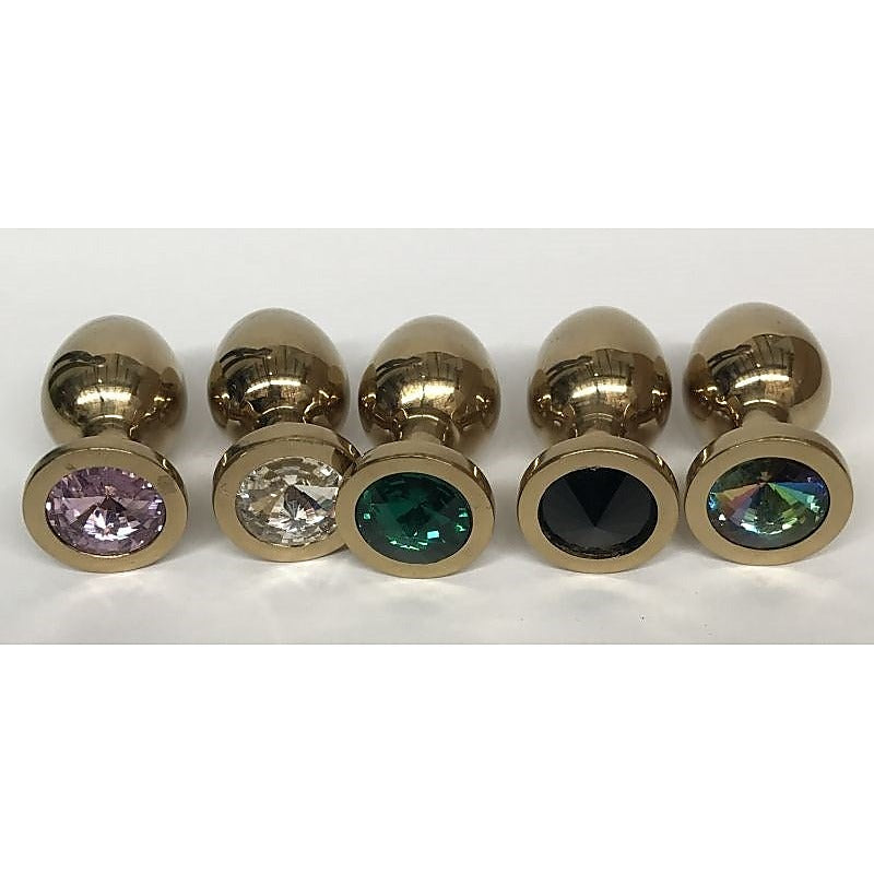 Golden Gemmed Medium Butt Plug by Hell's Couture - Steel Sex Toys