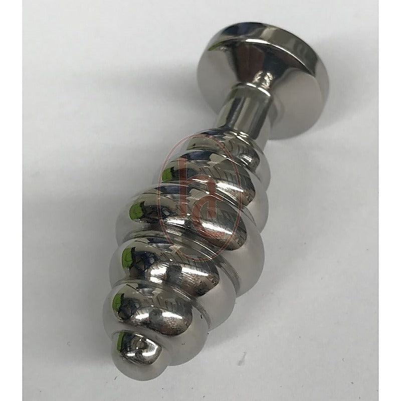 Ribbed Jewelled Medium Butt Plug by Hell's Couture - Steel Sex Toys