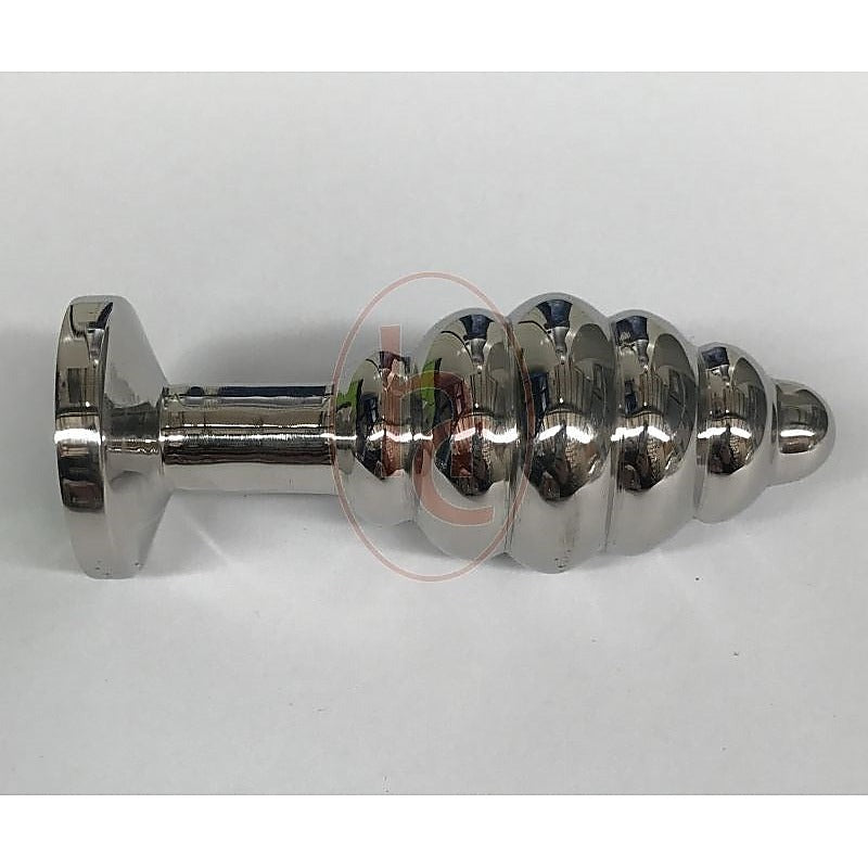 Ribbed Jewelled Butt Plug Large Amethyst by Hell's Couture - Steel Sex Toys