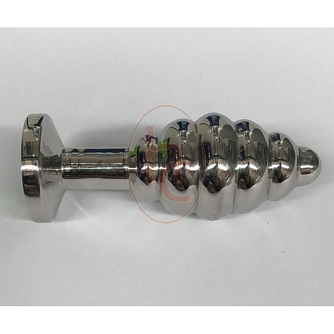 Ribbed Jewelled Butt Plug Large Smoke by Hell's Couture - Steel Sex Toys