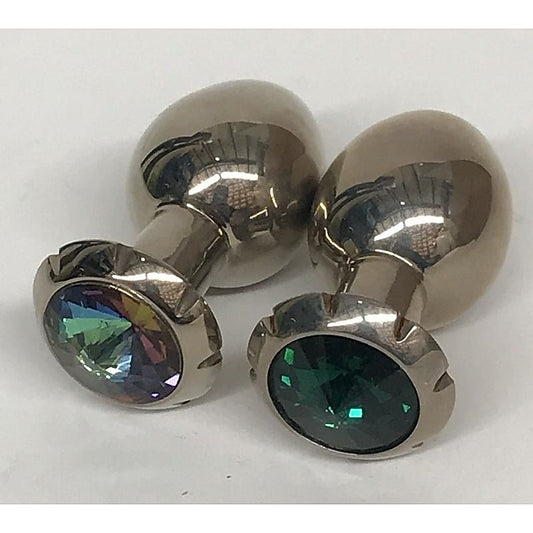 Jewelled Lotus Small Metal Butt Plug Emerald - Steel Sex Toys