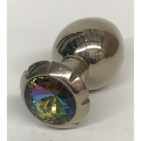 Jewelled Lotus Small Metal Butt Plug Emerald - Steel Sex Toys