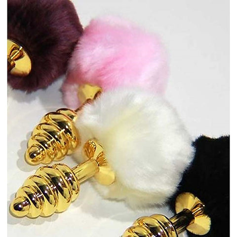 Scuttle Butt Ribbed Butt Plug in Gold by Hell's Couture - Steel Sex Toys