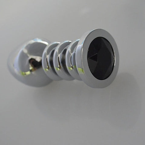 Ribbler Metal Jeweled Anal Plug Large by Hell's Couture - Steel Sex Toys