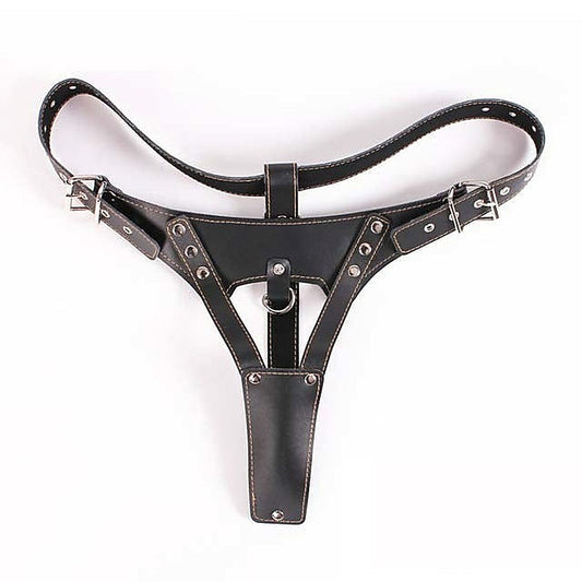 Faux Leather Vibrating Panty Straps by RoomFun - Strap On Sextoys
