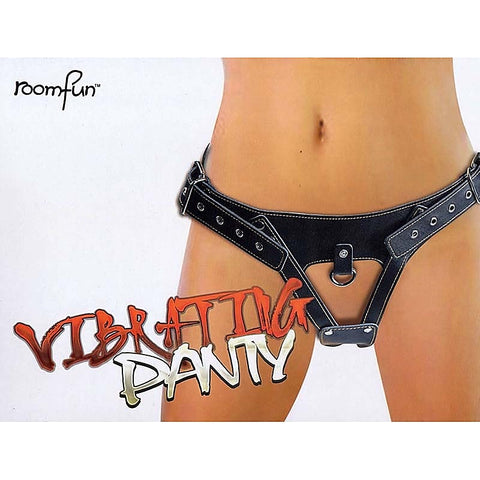 Faux Leather Vibrating Panty Straps by RoomFun - Strap On Sextoys