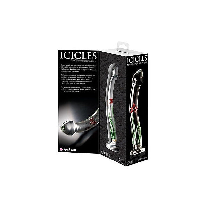 Icicles No 21 Hand Blown Curve Glass Dildo - Glass Sex Toys