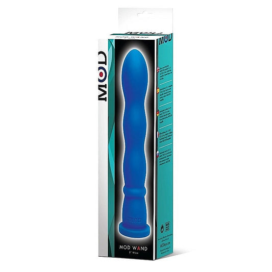 Mod Silicone Wand Vibrator Wave Suction Cup Blue - Non-Realistic Dildos