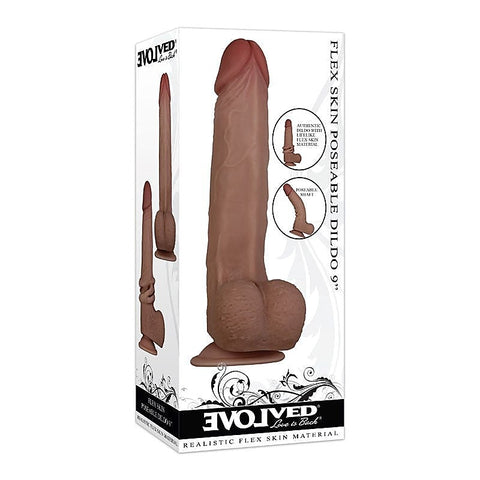 Flex Skin Poseable Dildo 9 Inch by Evolved - Cuffs and Restraints