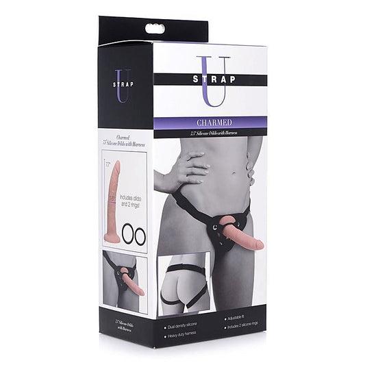 Charmed Silicone Dildo w/ Harness by XR Brands - Strap On Sextoys