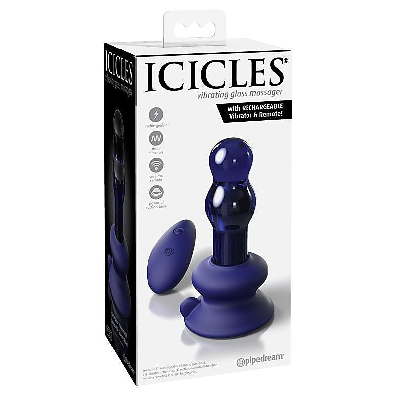 Icicles No. 83 Remote Control Glass Anal Vibrator - Glass Sex Toys