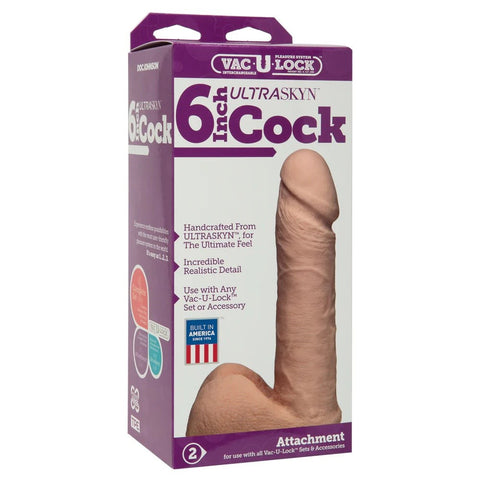 Doc Johnson Vac U Lock 6 inch Ultra Realistic Cock with Harness System - Realistic Dildos