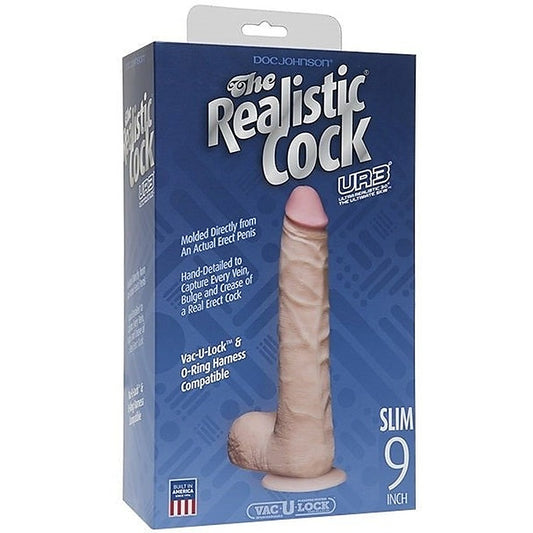 The Realistic Slim Cock With Balls UR3 Flesh 9 Inch - Realistic Dildos
