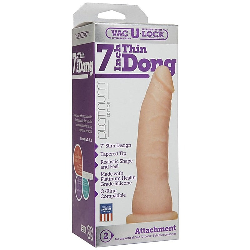 Vac-U-Lock Platinum Edition 7 Inch Thin Dong by Doc Johnson - Realistic Dildos