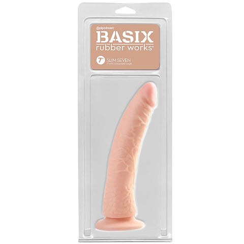 Basix 7 Inch Slim Realistic Dong with Suction Cup - Realistic Dildos