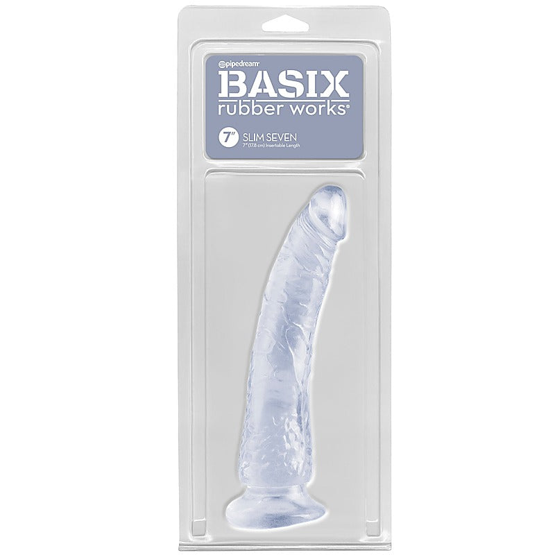 Basix 7 Inch Slim Realistic Dong with Suction Cup - Realistic Dildos