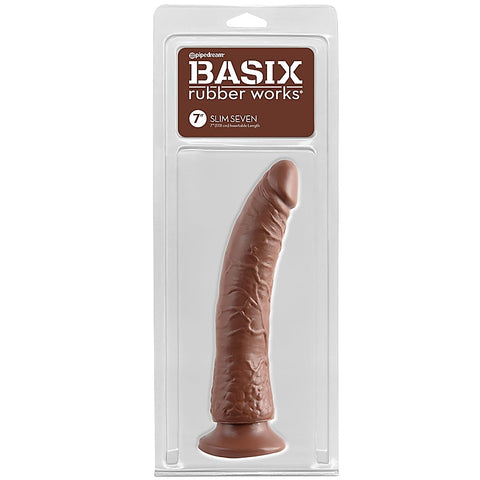 Basix 7 Inch Slim Realistic Dong with Suction Cup - Realistic Dildos