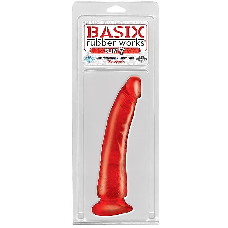 Basix 7 Inch Slim Realistic Dong with Suction Cup - Realistic Dildos