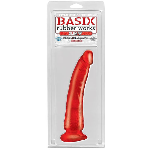 Basix 7 Inch Slim Realistic Dong with Suction Cup - Realistic Dildos