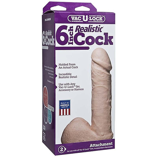 Vac-U-Lock 6 Realistic Cock by Doc Johnson - Realistic Dildos