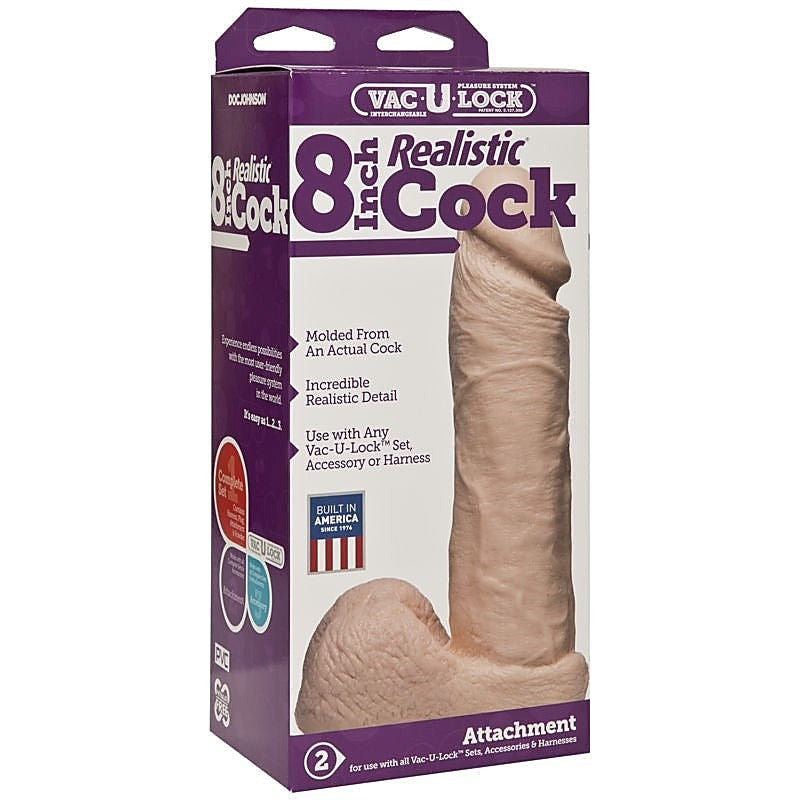 Vac-U-Lock 8 Realistic Cock Vanilla by Doc Johnson - Realistic Dildos