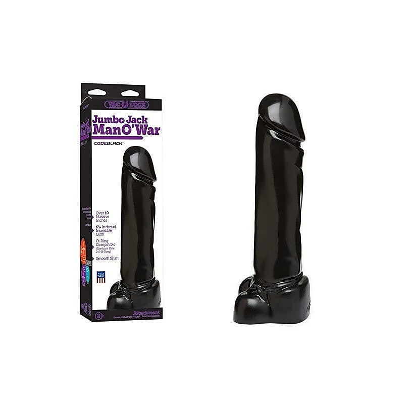 Vac-U-Lock Code Black Jumbo Jack Man O War by Doc Johnson - Realistic Dildos