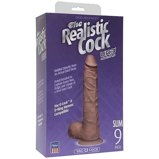 Realistic Cock UR3 9 in. Slim with Balls by Doc Johnson - Realistic Dildos