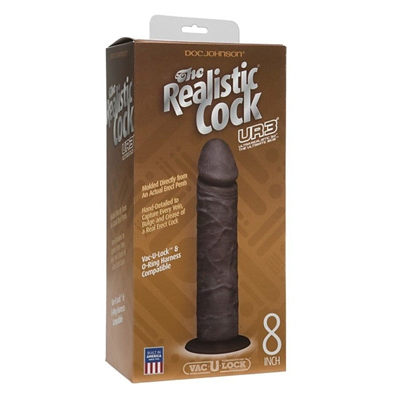 The Realistic Cock UR3 8 in. Black by Doc Johnson - Realistic Dildos