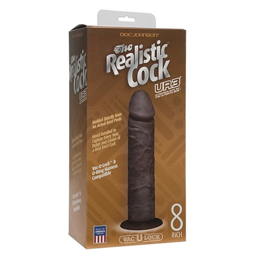 The Realistic Cock UR3 8 in. Black by Doc Johnson - Realistic Dildos