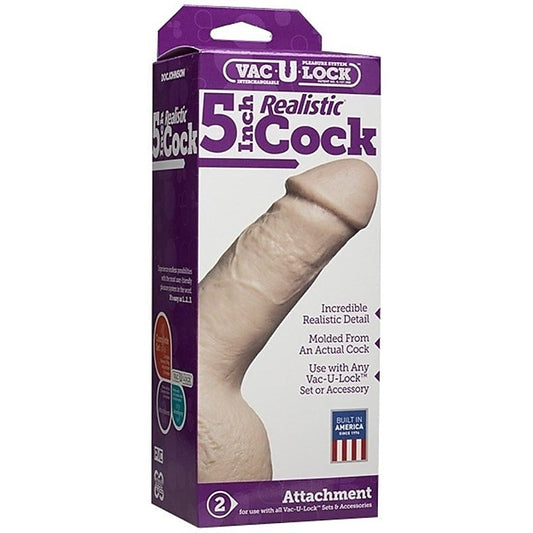 Vac U Lock 5 In Realistic Cock White by Doc Johnson - Realistic Dildos