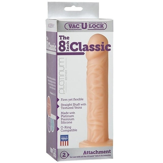 VAC-U-Lock Platinum 8 Inch Classic Dong by Doc Johnson - Strap On Sextoys