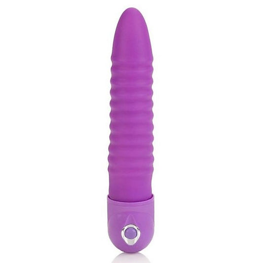 Waterproof Power Stud Ribbed Purple by California Exotics - Realistic Dildos