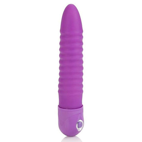 Waterproof Power Stud Ribbed Purple by California Exotics - Realistic Dildos