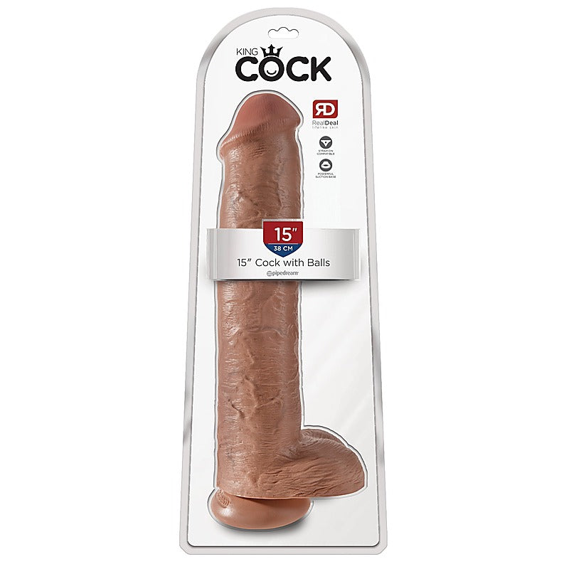 King Cock 15 Inch Realistic Dong with Balls - Rabbit Vibrators