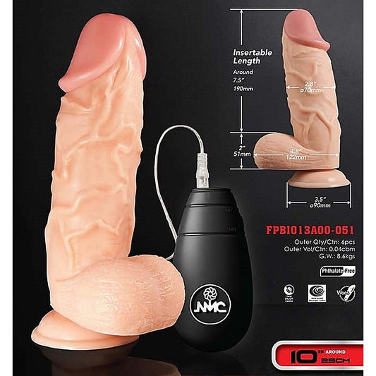 10 Inch Vibrating Short Tipped Dong by NANMA Corporation - Realistic Dildos