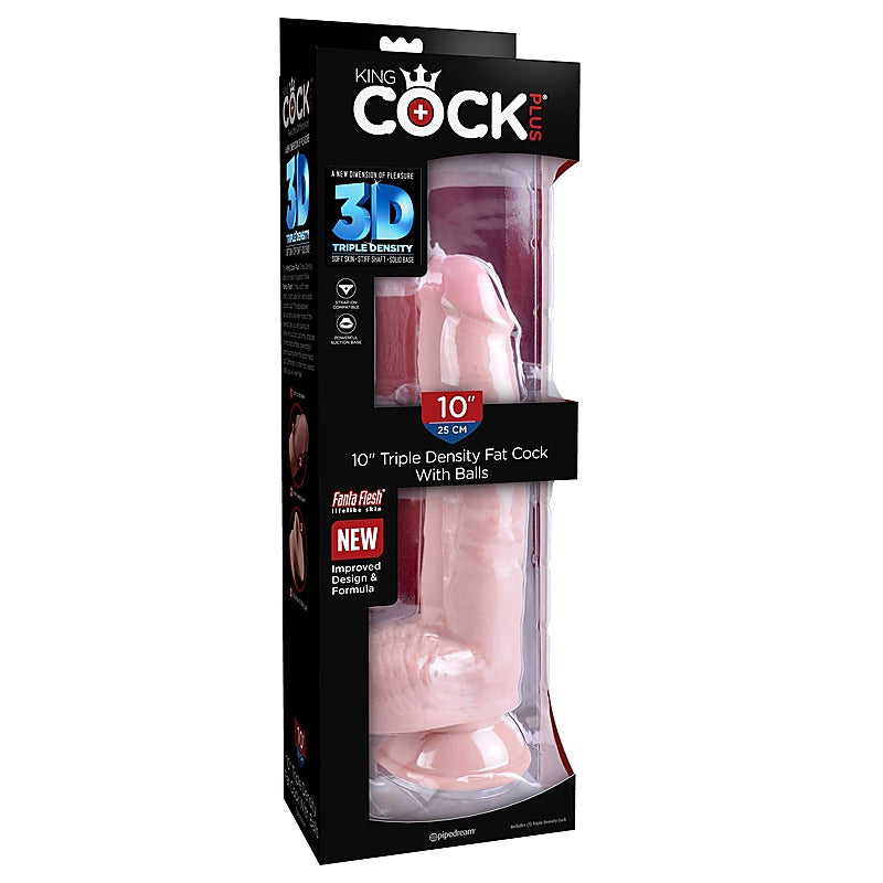 King Cock Plus 10 Inch Triple Density Fat Cock with Balls - Realistic Dildos