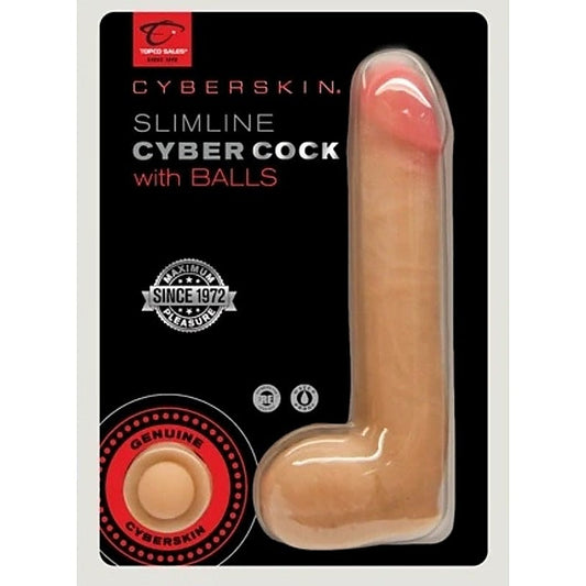 Cyberskin Slimline Cyber Cock with Balls by Topco - Realistic Dildos
