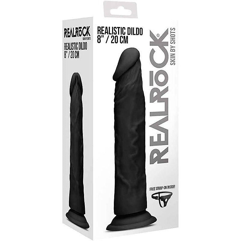 Premium Realrock Skin Dildo Black by Shots Toys - Realistic Dildos