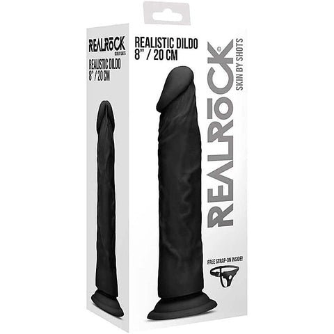 Premium Realrock Skin Dildo Black by Shots Toys - Realistic Dildos