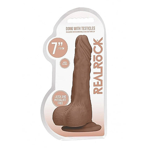 Realrock Skin Dong with Testicles 7 inch by Shots Toys - Realistic Dildos