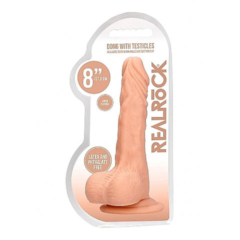 Realrock Skin Dong with Testicles 8 inch by Shots Toys - Realistic Dildos